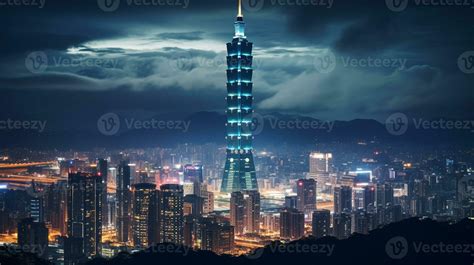 Night view of Taipei 101. Generative AI 32977412 Stock Photo at Vecteezy