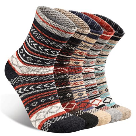 COOPLUS Mens Winter Warm Socks Men Wool Hiking Socks 5 Pairs - Walmart.com