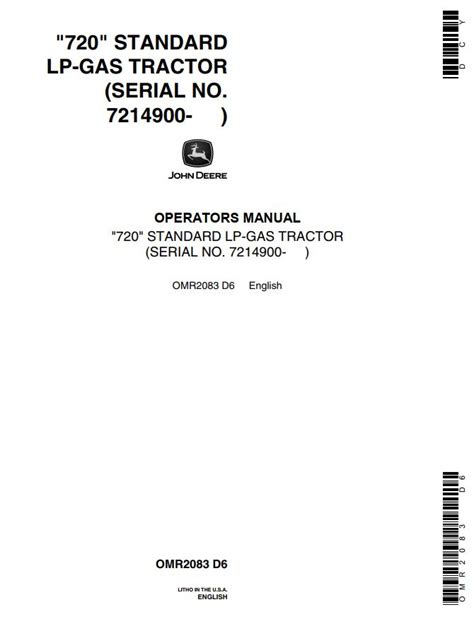 John Deere Standard LP-Gas Tractor 720 Operators Manual | Auto Repair ...