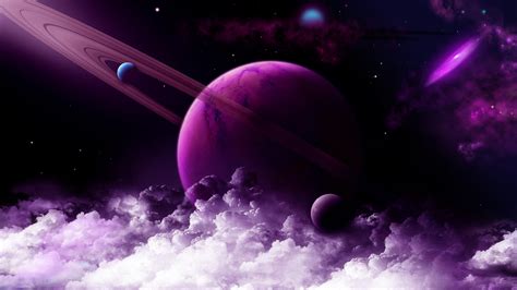 Purple Planet Wallpaper 4K, Saturn Rings, Nebula, Galaxy