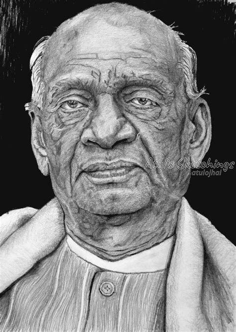 Sardar Vallabhbhai Patel Pencil Sketch, Drawing, Realistic Art