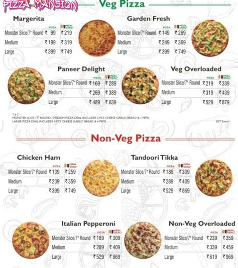 Menu at Pizza Mansion, Bengaluru