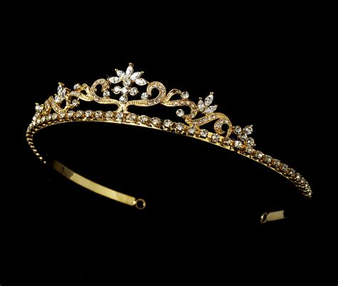 Gold Floral Bridal Tiara - Elegant Bridal Hair Accessories