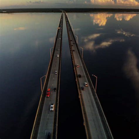 Bridge over Lake Jesup Florida at sunup. DJI Mavic Air with Polar Pro ...