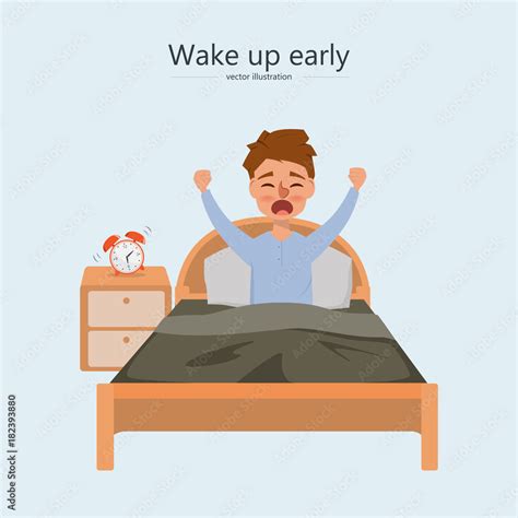 man wake up in the morning. character of people activity daily routine ...