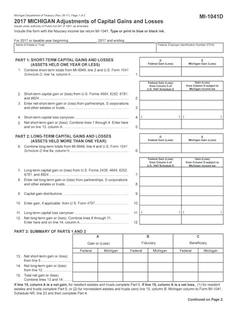 Mi 1041d 2017-2024 Form - Fill Out and Sign Printable PDF Template ...