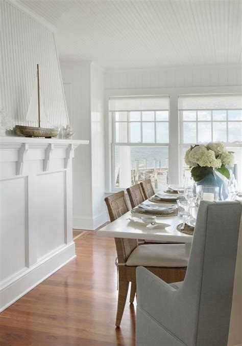 White Dining Table with Gold Woven Dining Chairs - Cottage - Dining ...