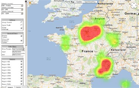 data - network coverage for mobile phones - europe - Geographic ...