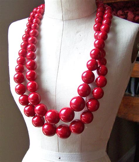 Etsy Etsy Jewelry Red Necklace Red Beaded Necklace Red