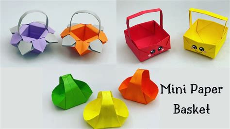 3 DIY MINI PAPER BASKET / Origami Basket DIY / Paper Craft / Easy kids ...