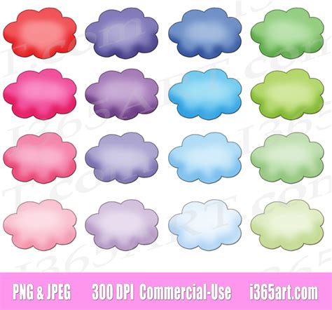 Cloud Bubble Clipart Set, Planner Cloud Graphics - I 365 Art