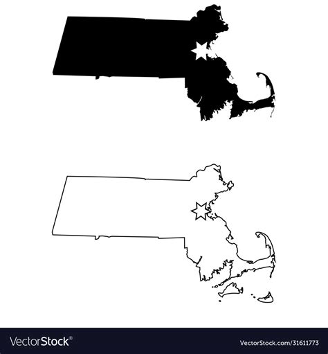 Massachusetts ma state map usa with capital city Vector Image