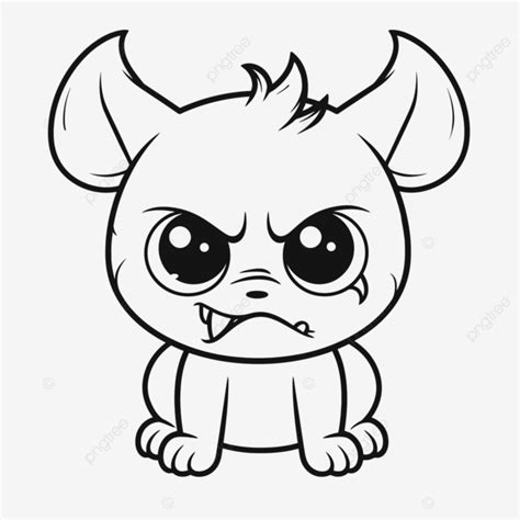 Coloring Pages Cute Monster With Sad Smile Download Free Vector, Basic ...