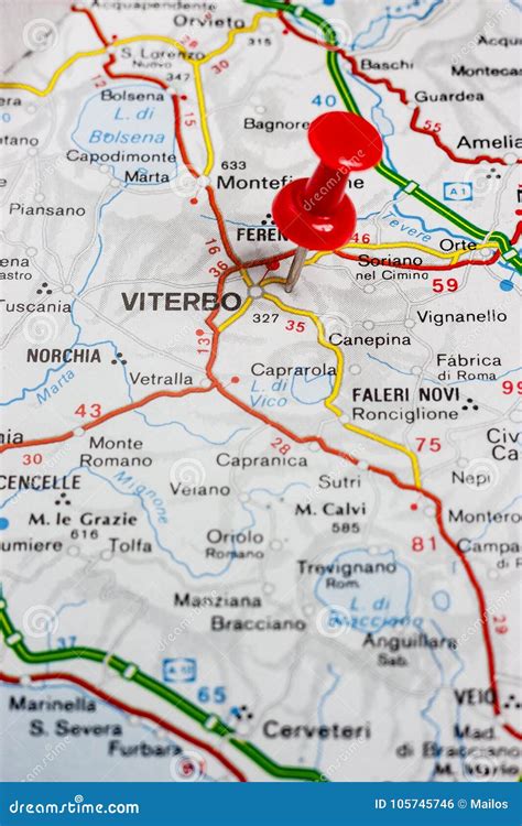 Viterbo Pinned on a Map of Italy Stock Photo - Image of topography ...