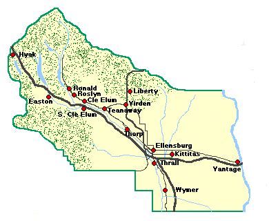 Current Kittitas County, Washington Map