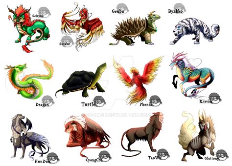 12 Chinese mythical beasts by Zu-Nasr on DeviantArt