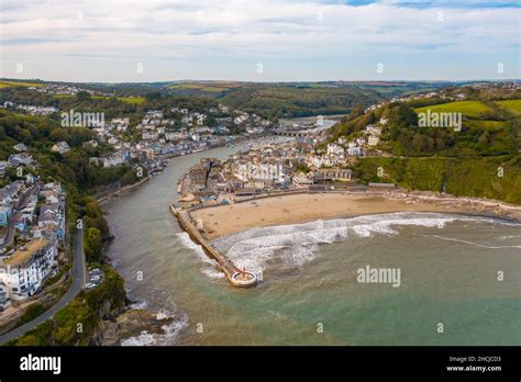 Looe Town in Cornwall Aerial View Stock Photo - Alamy