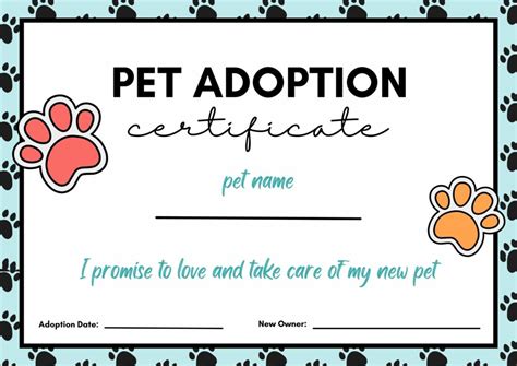 Printable Pet Birth Certificate and Adoption Certificate