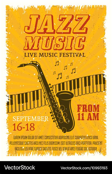 Jazz music festival poster Royalty Free Vector Image