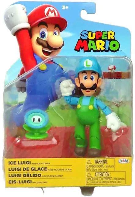 SUPER MARIO ICE Luigi With Ice Flower, 4" Action Figure Jakks Pacific £ ...