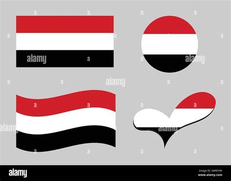 Flag of Yemen. Yemen flag in heart shape. Yemen flag in circle shape ...