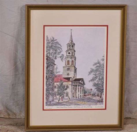 Small signed framed print "Saint Michael's Church, Charleston, South ...