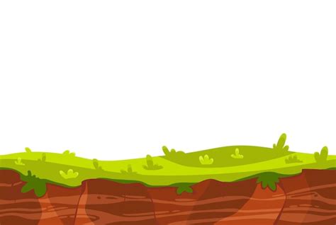 Free Vector | Cartoon landscape ground with green grass for game user ...