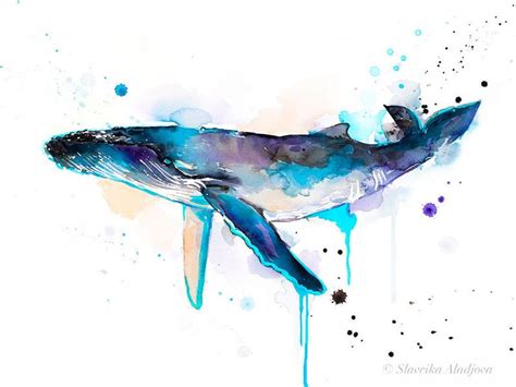 Humpback Whale Watercolor Painting Print by Slaveika Aladjova, Art ...