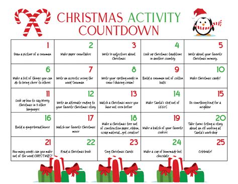 Winter Bucket List Christmas Calendar Countdown Kids Love - Natural ...