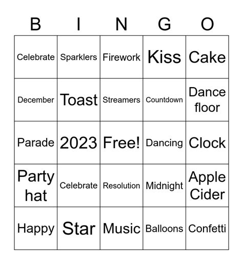 New Year Bingo Card