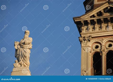 Alessandria Cathedral: Statue of the Facade Stock Image - Image of ...