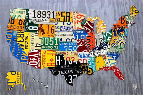 Diamond Plate Side Tool Box: License Plate Usa Map Metal