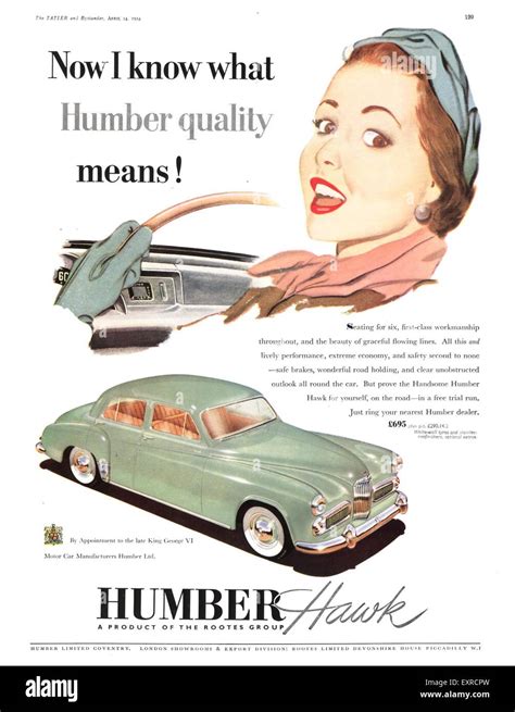 1950s UK Humber Hawk Magazine Advert Stock Photo - Alamy