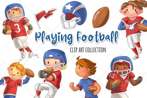 Kids Playing Flag Football Clipart