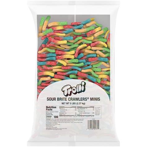 Trolli Sour Brite Crawlers Gummy Worms, 5 Pound Bulk Candy Bag Sour ...