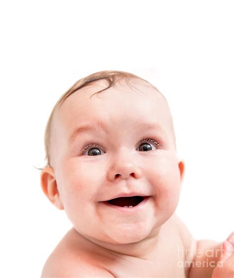 Cute Happy Baby Laughing On White Photograph by Michal Bednarek