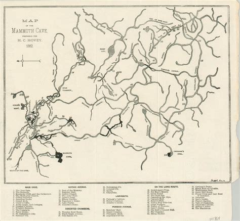 Map of the Mammoth Cave Prepared for H.C. Hovey | Curtis Wright Maps