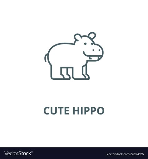 Cute hippo line icon hippo outline Royalty Free Vector Image