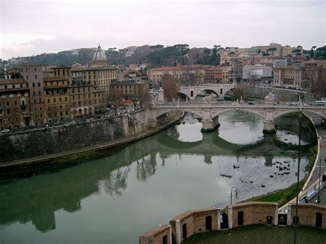 View of the Tiber River from Castel Sant'Angelo, Rome, Italy Castel ...