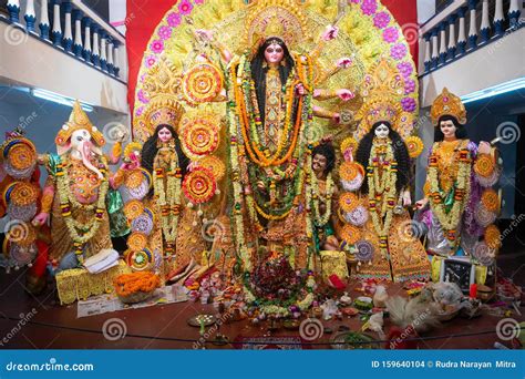 Durga Idol at Puja Pandal, Durga Puja Festival Stock Photo - Image of ...