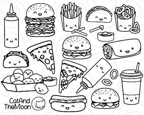 Food Clip Art, Cute Food Clipart, Clipart for Coloring, Coloring Clip ...