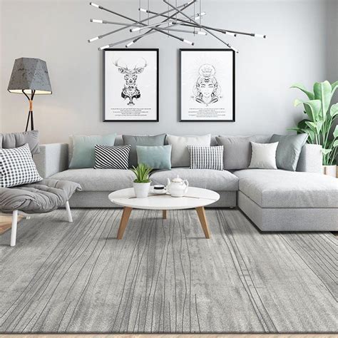 Contemporary Grey Rugs Unique Design Area Floor Carpets for Living Room ...