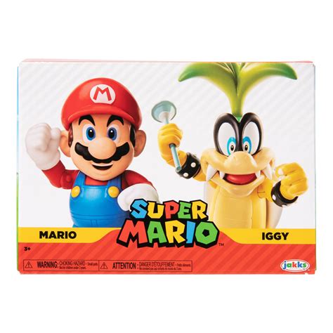 Super Mario Nintendo 4" Action Figure 2 Pack - Mario Vs. Iggy Koopa ...