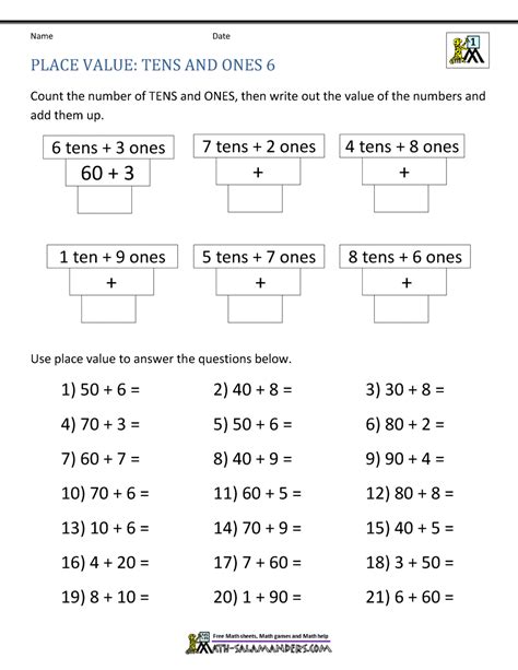 Math Place Value Worksheets to 100