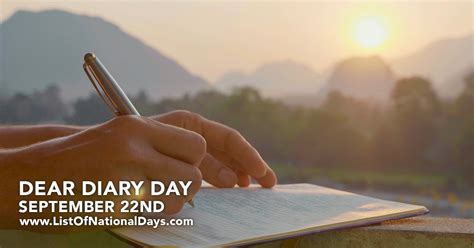 DEAR DIARY DAY - List Of National Days