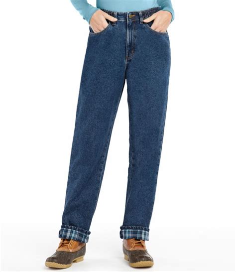 Women's Double L Jeans, Relaxed Comfort Waist Flannel-Lined | Tapered ...