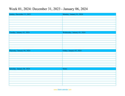 Weekly Calendar 2024 (WORD, EXCEL, PDF)