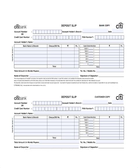 FREE 23+ Sample Deposit Slip Templates in PDF | MS Word | Excel