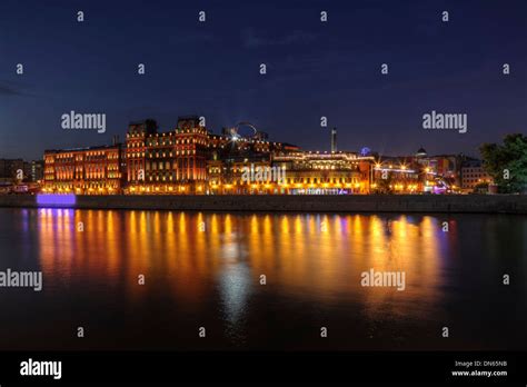 City skyline illuminated at night, Moscow, Russia Stock Photo - Alamy