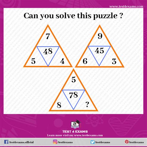 Solve the Triangle Math Puzzle | Math Logic Puzzles | Test 4 Exams